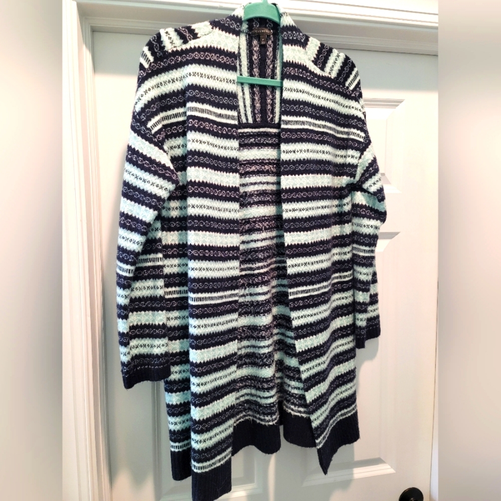 TALBOTS Navy/Mint Cardigan M